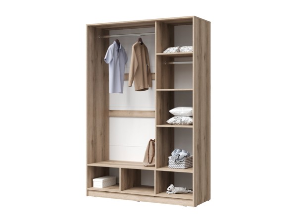 КИВИ ШК-03 Шкаф 3ств с зеркалом (1382х2038х500)Фасад МДФ СУПЕРМАТ БЕЛЫЙ/Корпус ДУБ ДЕЛАНО