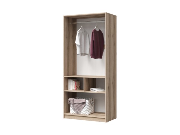 КИВИ ШК-02 Шкаф 2ств (934х2038х500)Фасад МДФ СУПЕРМАТ БЕЛЫЙ/Корпус ДУБ ДЕЛАНО СНЯТО