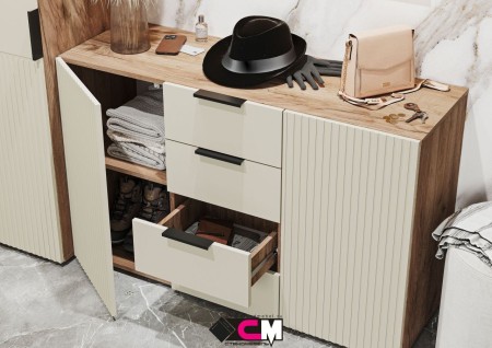 СОНАТА КМ 01 Комод 1200 (1200х760х400)Фасад МДФ МОНО КЕРАМИКА/Корпус ДУБ КРАФТ ТАБАЧНЫЙ